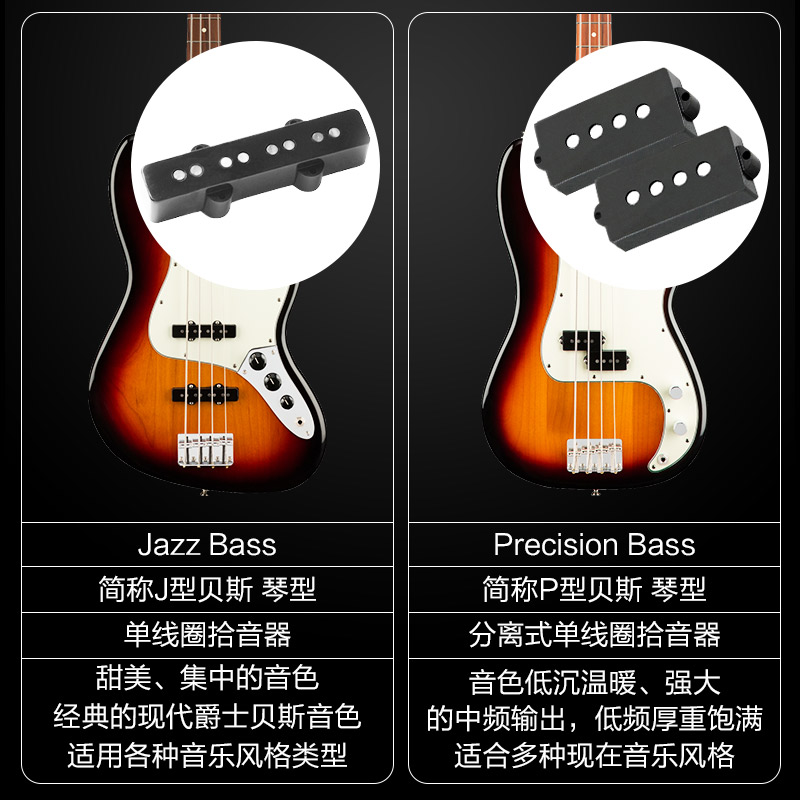 艺钛客乐器专营店顺丰芬达Fender Player玩家贝斯墨芬新墨标JAZZ BASS系列电贝司2