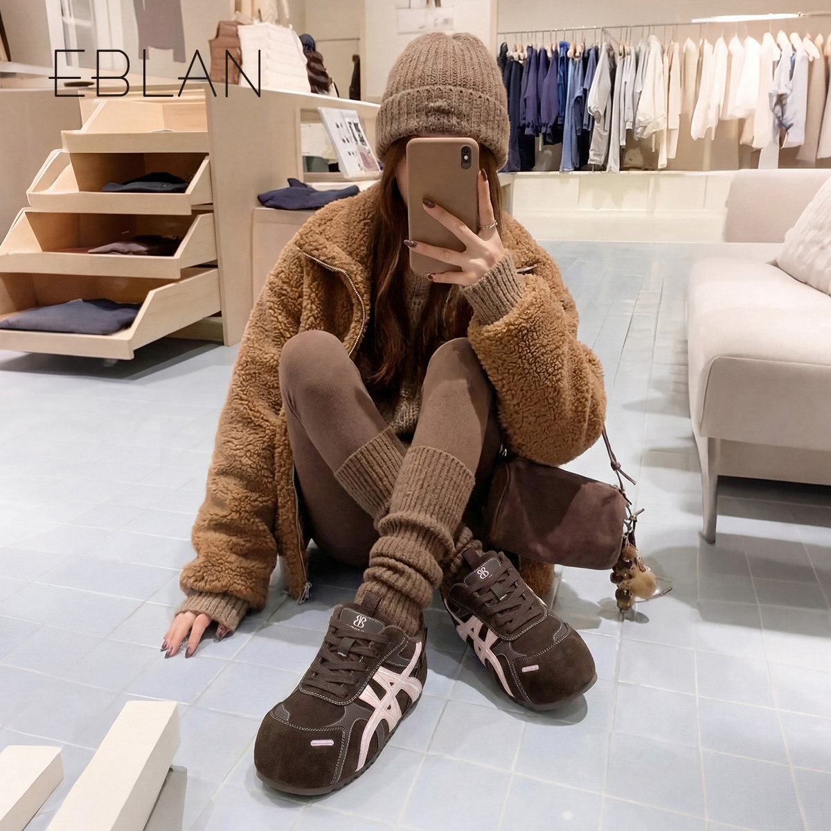 EBLAN/伊伴小泡芙厚底德训鞋女2025秋冬新款内增高加绒休闲面包鞋,淘宝优惠券,粉丝福利购,淘宝优惠卷