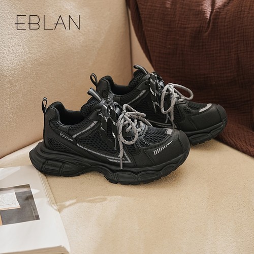 EBLAN/伊伴小怪兽厚底增高老爹鞋女2025秋冬新款加绒休闲运动鞋子 - 图0