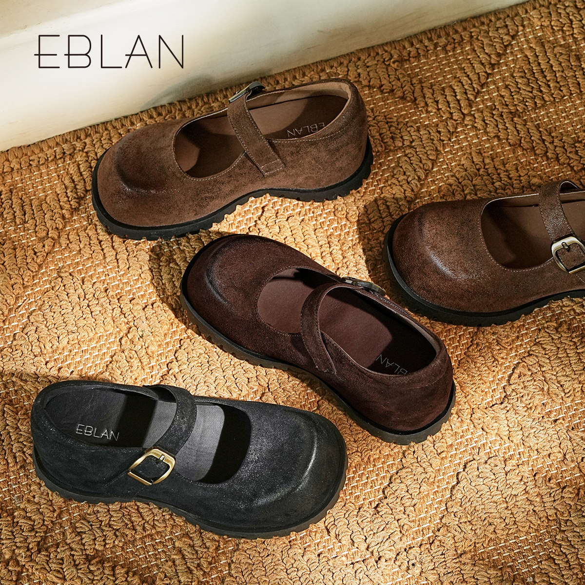 EBLAN/伊伴厚底大头玛丽珍鞋女2025秋季新款小众复古内增高单鞋子,淘宝优惠券,粉丝福利购,淘宝优惠卷