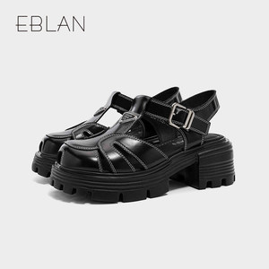 EBLAN/伊伴罗马凉鞋女2024夏季新款休闲厚底增高沙滩鞋EJ642332D
