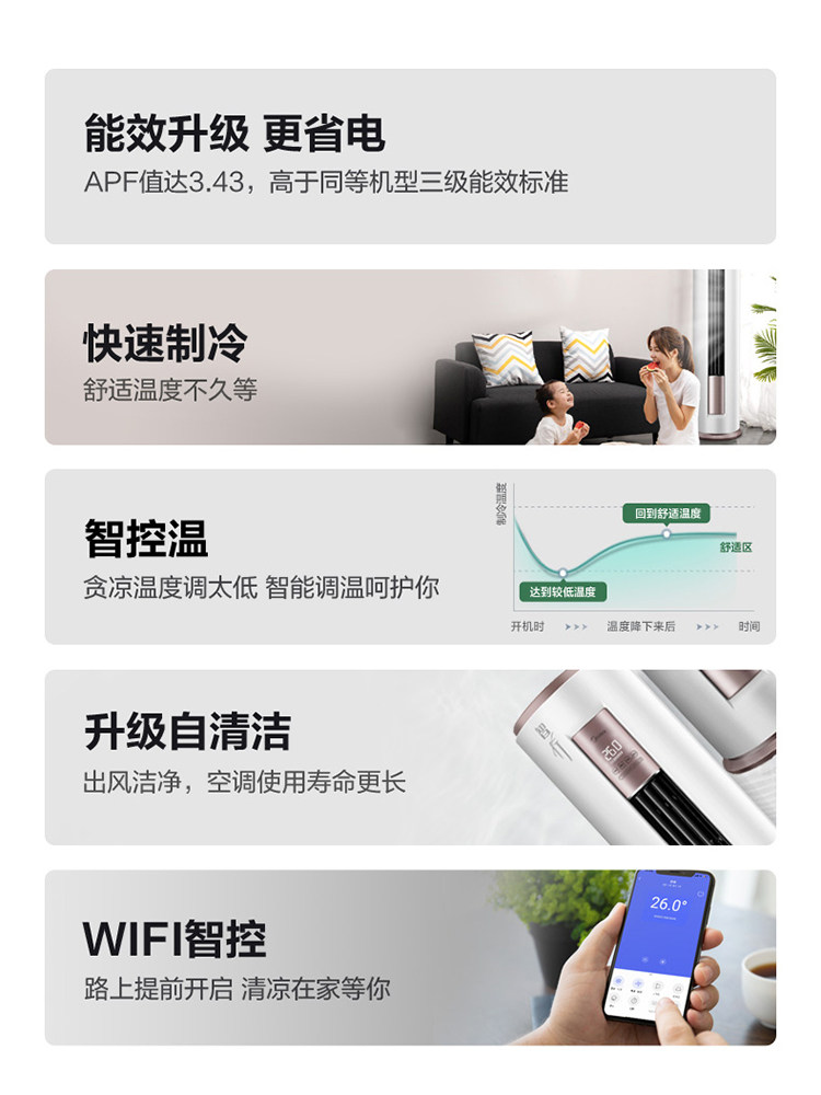 新品美的立式冷暖两用3匹变频 美的宁强空调