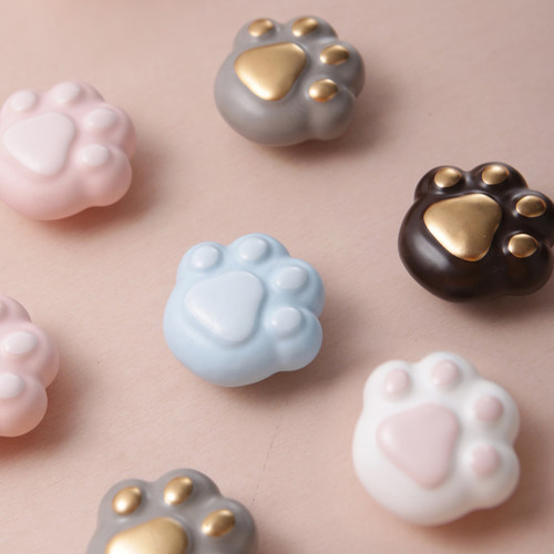 原创轻奢可爱猫爪拉手儿童房衣柜门橱柜子抽屉卡通创意单孔小把手 - 图2