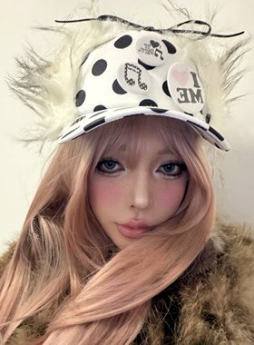 REDICE复古y2k毛绒音符黑白波点可爱女秋冬保暖护耳雷锋棒球帽子