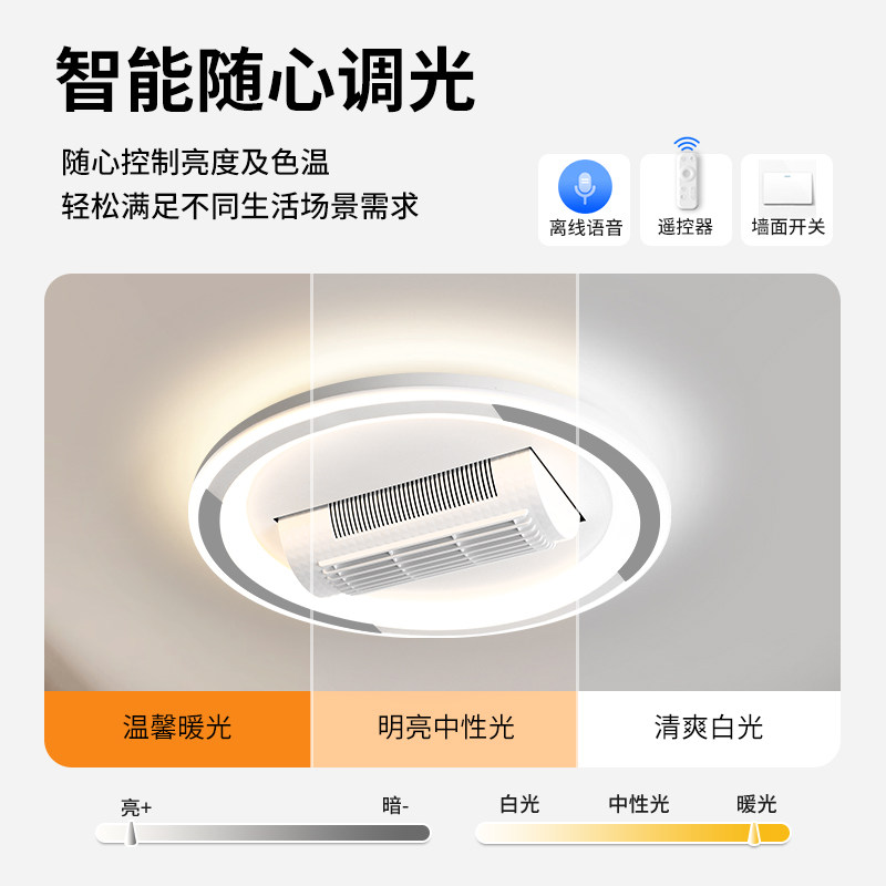 客厅吸顶灯一体无叶风扇灯护眼高级感灯具全光谱现代简约大厅主灯,淘宝优惠券,粉丝福利购,淘宝优惠卷