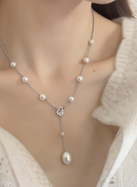 满钻葫芦满天星珍珠项链轻奢高级感长款Y字显瘦锁骨链流苏颈链潮