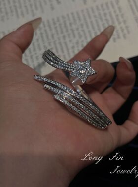 小香风彗星满钻开口手镯戒指高级感轻奢流星精致手链设计感食指戒