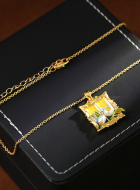 中古vintage油画风项链吊坠diy手工吊坠巴洛克淡水珍珠花朵锁骨链