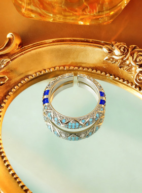 冷淡风波西米亚开口戒指小众绿松石设计轻奢时尚食指戒气质指环潮