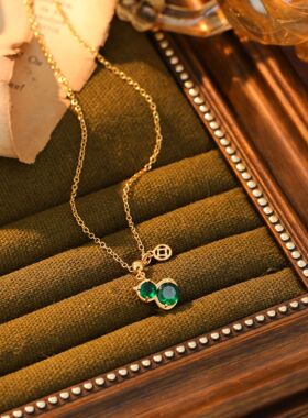 新中式轻奢满钻葫芦钱币项链女中古精致时尚设计感ins锁骨链气质