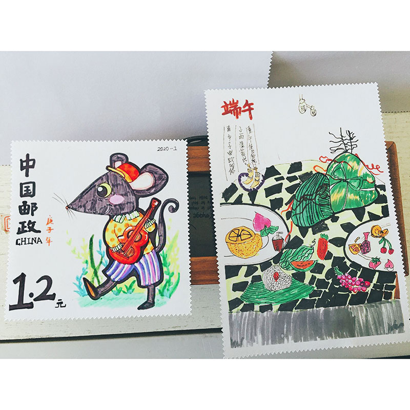 可手绘书写邮票贴纸 仿复古邮票diy锯齿边框背胶手账装饰创意纸品