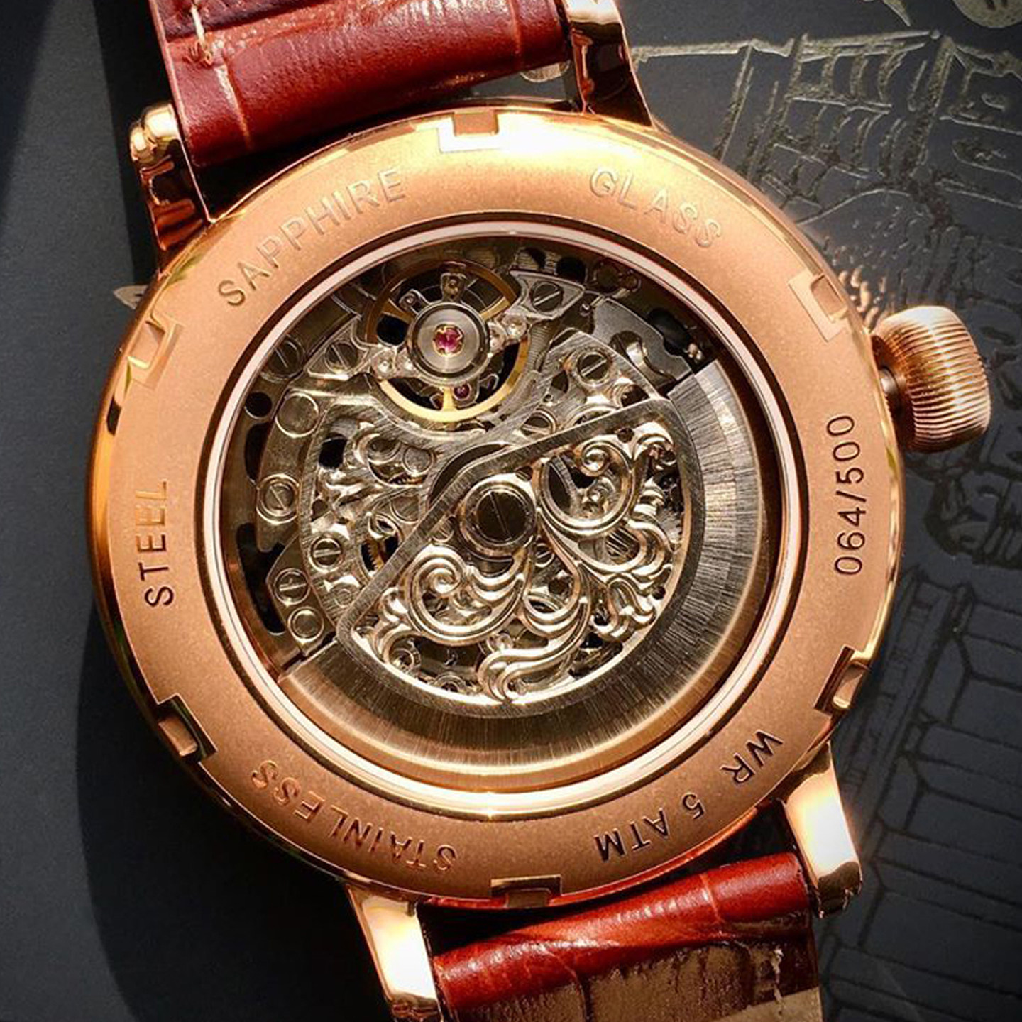 进口款德国腕表男商务奢华镂空玻璃透底自动机械杰透底镀金限量 - 图1