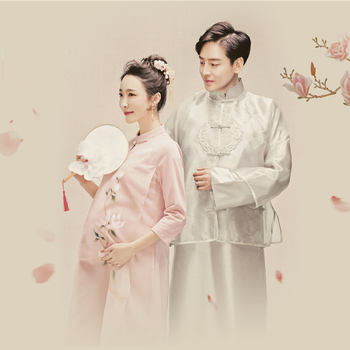 New photo studio maternity photography clothes Chinese style fashion art photo clothes ຄູ່ຜົວເມຍຖືພາ mommy photo clothes