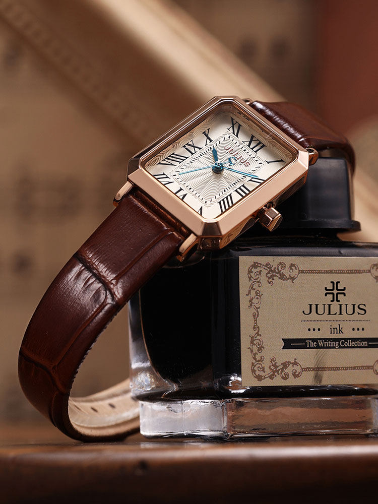 聚利时复古气质女士小众轻奢小方表 julius聚利时盈硕日韩腕表