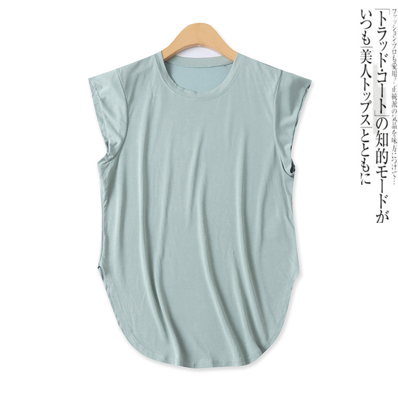 莫代尔T恤 夏季新款外贸女装百搭纯色圆领修身短袖套头上衣17631