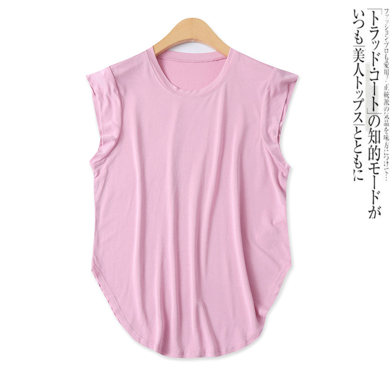 莫代尔T恤 夏季新款外贸女装百搭纯色圆领修身短袖套头上衣17631