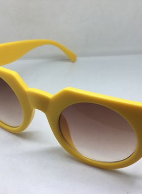 黄色大框圆形太阳镜墨镜