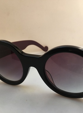 法国产手工黑色圆框板材太阳镜红色猎豹镜腿墨镜个性复古