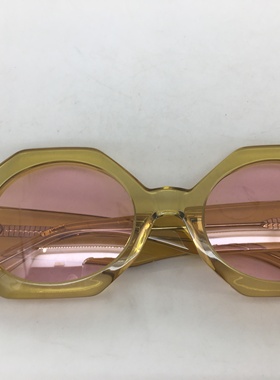 透明黄色手工厚实板材多边形太阳镜墨镜女