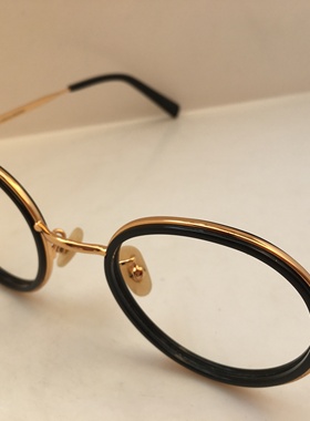 MONOCLASSIC金色合金圆框复古眼镜架黑色树脂内包边框架眼镜