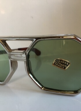 60年代末中古男士 个性 八边形 太阳镜 复古 墨镜 玻璃镜片 法国