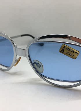 中古六十年代意大利银色合金双框墨镜男女通用墨镜