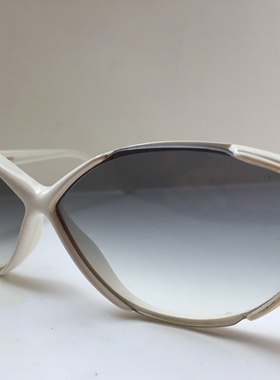中古70年代charles jourdan白色个性猫眼太阳镜墨镜法国产