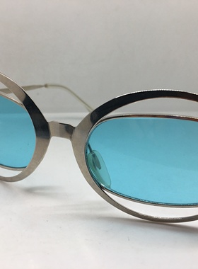 六十年代末银色双框太阳镜个性墨镜玻璃镜片