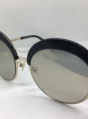 WES 淡金色圆框太阳镜黑色边偏光墨镜