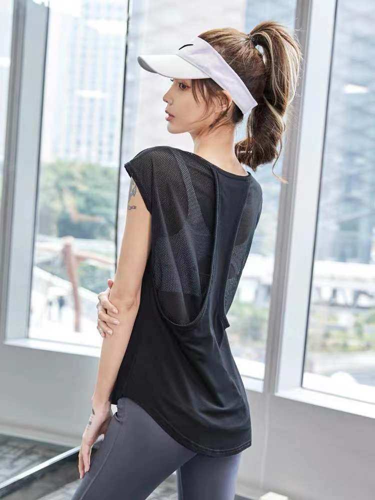 网纱运动t恤背心女宽松速干跑步罩衫短无袖健身瑜伽服上衣春夏薄,淘宝优惠券,粉丝福利购,淘宝优惠卷