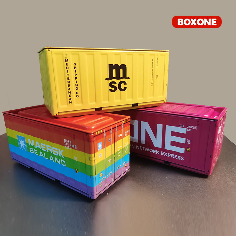 迷你集装箱小铁皮盒做旧微缩模型场景道具创意摆件收纳盲盒萌粒盒 - 图0