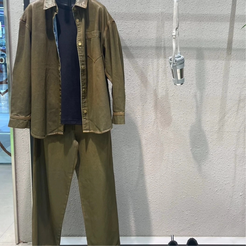 商场款秋季男士复古金属感牛仔夹克衬衫牛仔裤套装10200/X3 - 图3