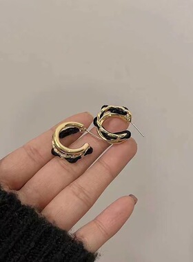 塑料针法式复古丝绒耳环女小众设计感轻奢高级感新款潮轻奢耳饰女