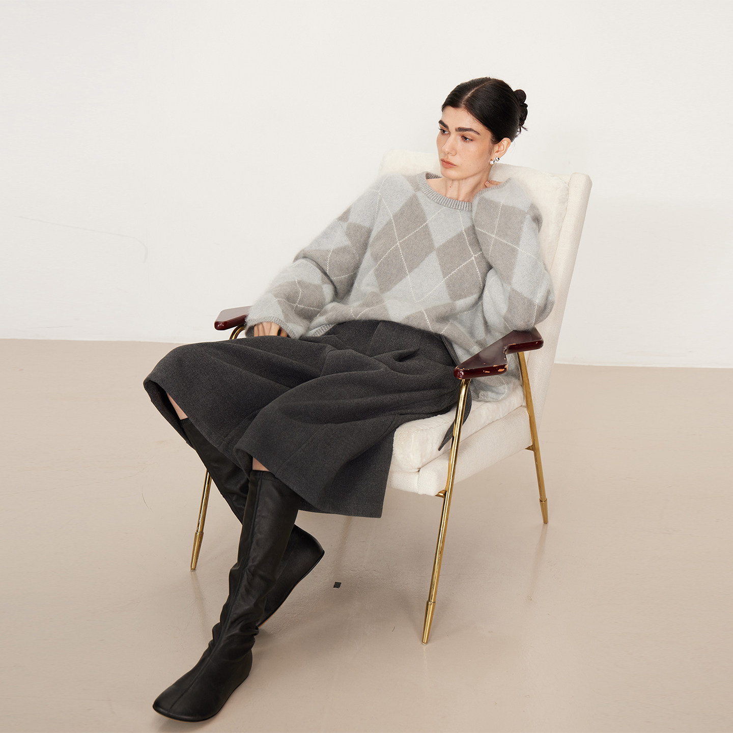 NANCYLILI冬季新品灰色气球仿毛呢七分裤加厚简约宽松阔腿裤女,淘宝优惠券,粉丝福利购,淘宝优惠卷