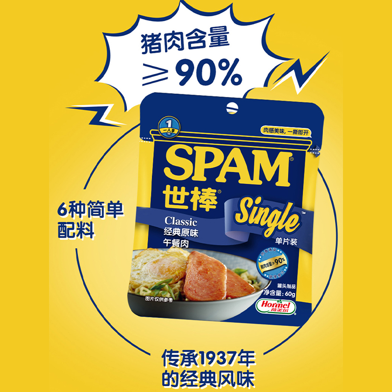 spam世棒午餐肉经典原味三明治火腿肠单片方便即食单独小包装火锅-图2