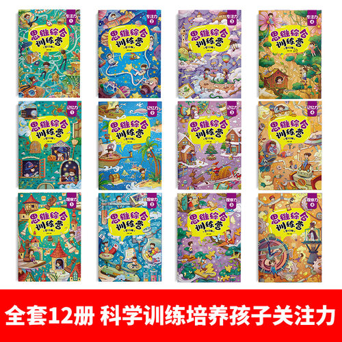 12册找不同迷宫书专注力训练书3-4-5-6岁儿童益智注意力观察记忆力智力开发大脑思维书籍走全脑学前 培养孩子宝宝大冒险连线书幼儿 - 图0