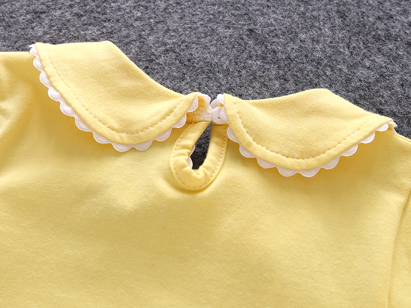 儿童夏季短袖女童T恤棉女宝宝纯色打底衫百搭上衣翻领圆领1-8岁