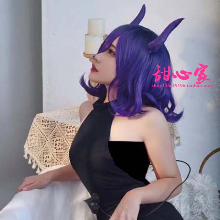 甜心家金装的维尔梅cos服 女主 维尔梅黑紫色造型款cosplay假发