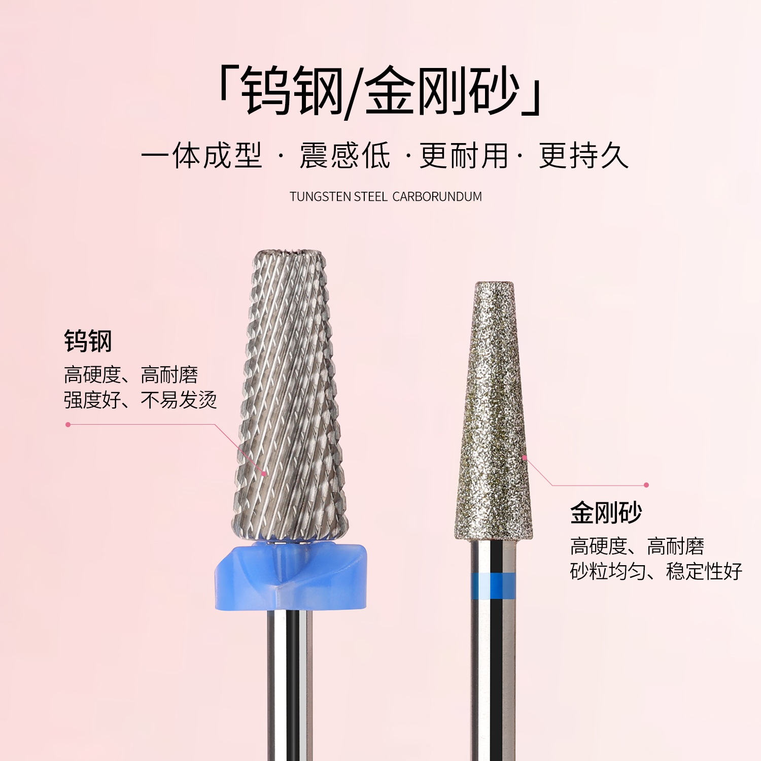 BOLE美甲打磨头去死皮俄式前置处理卸甲机抛光指甲锥形钨钢工具