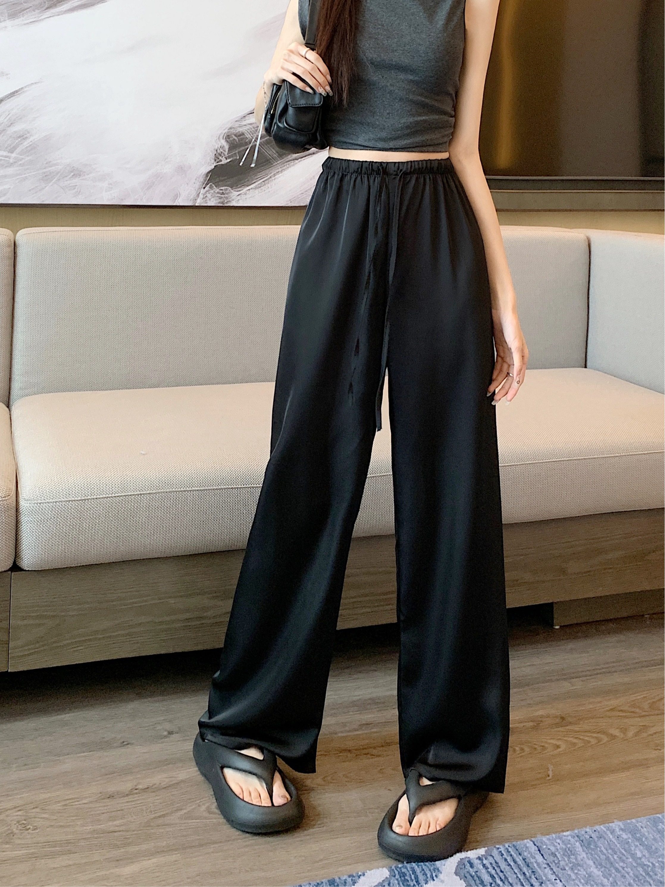 夏新款大码女装胖mm韩版高腰直筒长裤薄款显瘦遮肉百搭休闲阔腿裤,淘宝优惠券,粉丝福利购,淘宝优惠卷