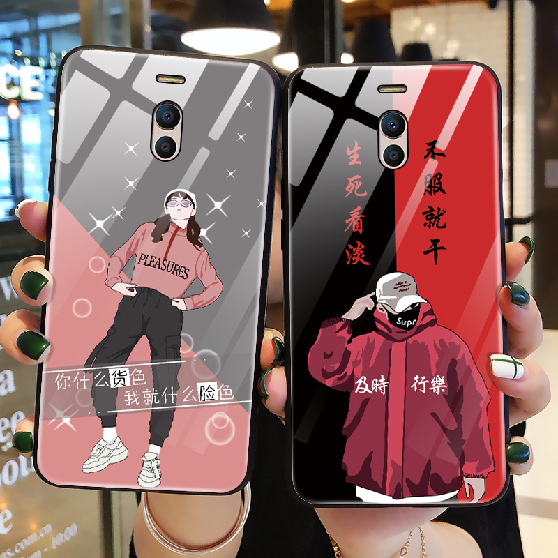 索风旗舰店魅族魅蓝note6手机壳方形玻璃魅蓝note5保护硅胶套m6note全包m5note防摔M621Q软壳潮男女款M721q网红可爱挂绳1