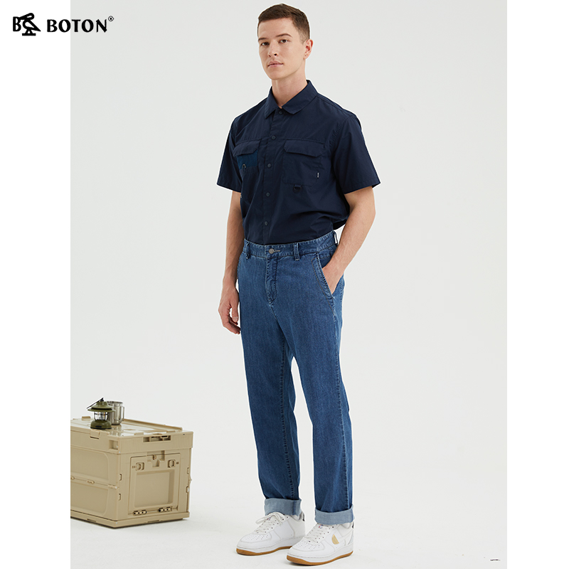 波顿2025年新薄款直筒牛仔裤男士夏季冰丝高端冰爽薄荷天丝长裤子 - 图2