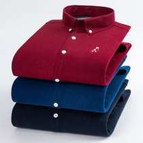 Winter Clothing Light Core Suede Plus Suede Thickened Men Warm Underwear Mens Long Sleeve Shirt Korean Version Pure Color Shirt Free Ironing Blouse