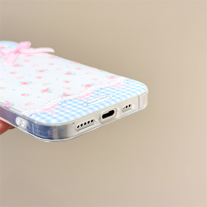 ins少女心油画粉色花朵立体蝴蝶结链条适用于iphone16promax苹果14手机壳15新款15pro女16双层13pm硅胶防摔套-图3