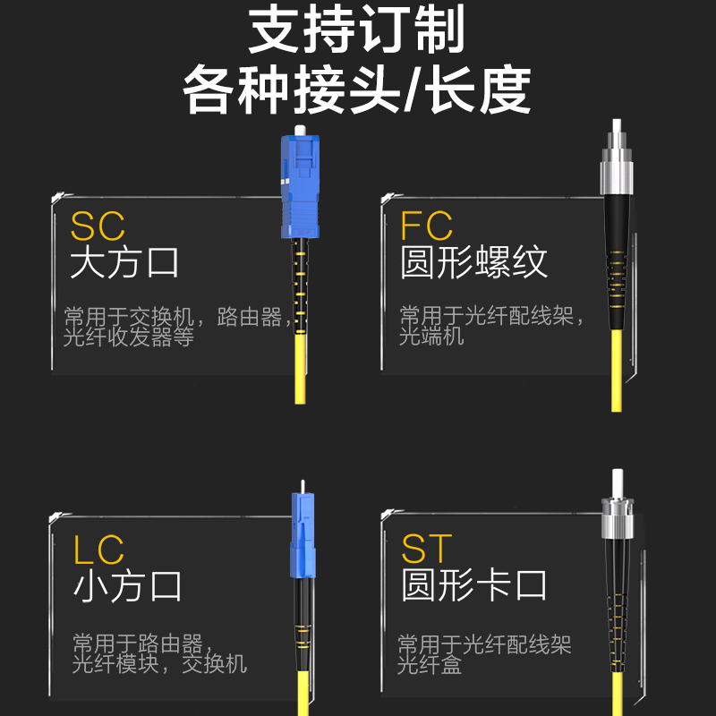 海奈SC/FC/LC/ST单模单芯G657A1纤光纤跳线sc尾纤电信级耦合适配连接可定做单模千兆万兆自适应过福禄克测试 - 图1