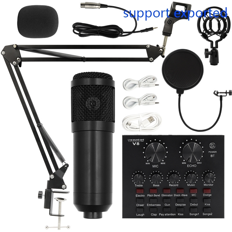 Bm800 condenser microphone+ V8 sound card computer recordin-图2