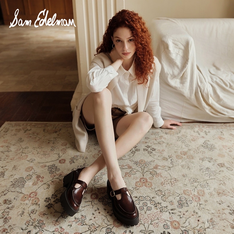 SAM EDELMAN2024冬季新厚底增高圆头玛丽珍复古镂空乐福鞋MATILDA
