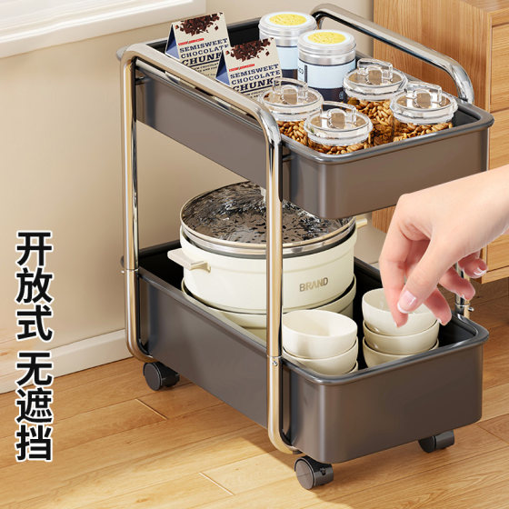 Kitchen sideboard storage rack on casters
