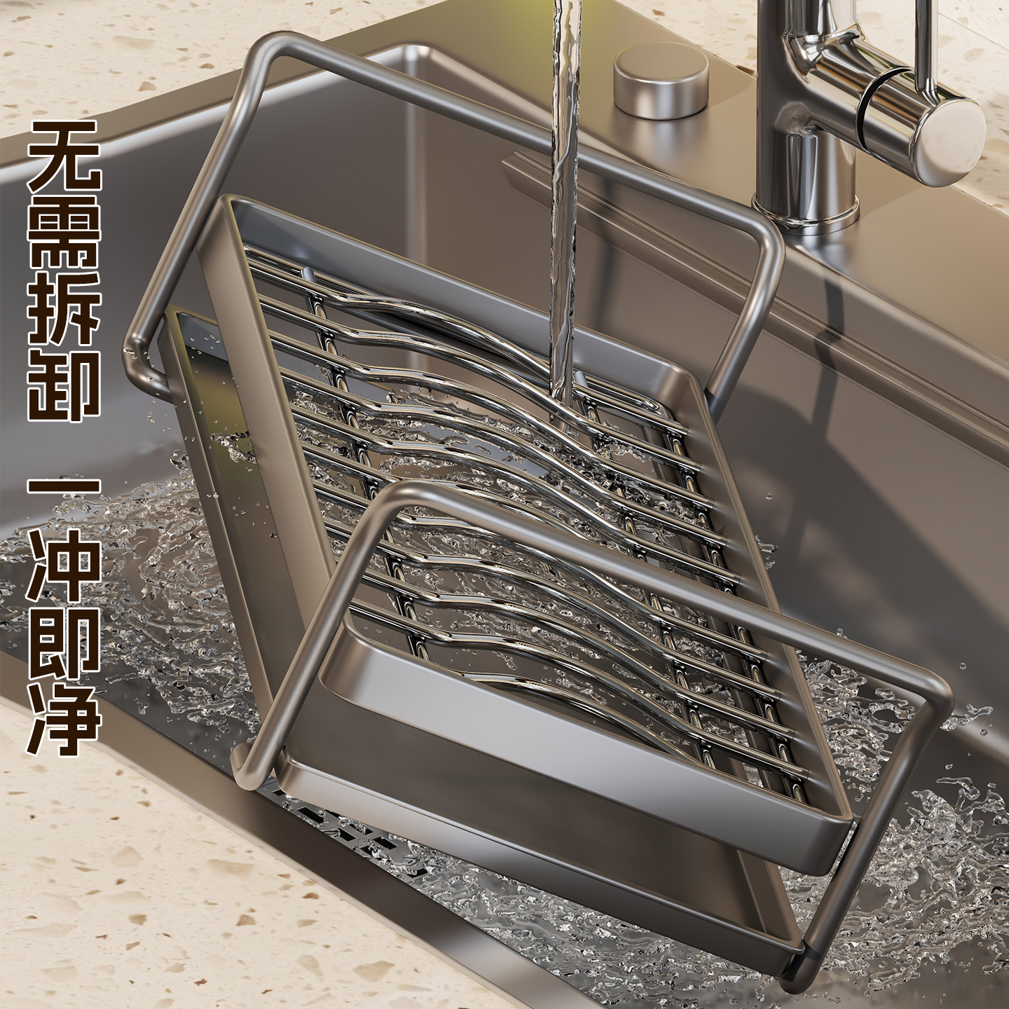 厨房置物架可抽拉碗碟橱柜内置碗架收纳架子盘子多功能沥水抽屉式 - 图2