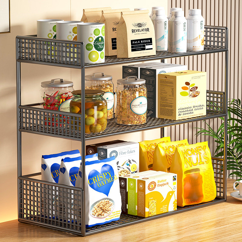 厨房置物架桌面零食小型收纳神器餐桌台面多功能放杯子储物多层柜,淘宝优惠券,粉丝福利购,淘宝优惠卷